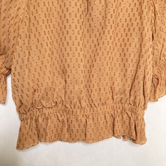 Halston Heritage Silk Dolman Short Sleeve Top V Neck Keyhole Button Detail - Picture 4 of 12